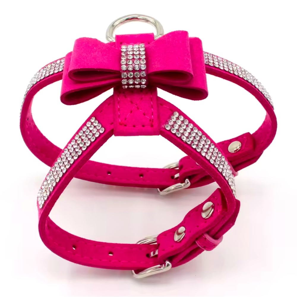 Hot Pink Bling Glam Dog Harness Collar